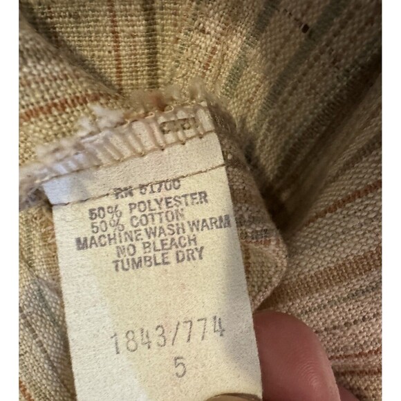 Vintage Cleveland 70s high waisted Wide Leg Slub cotton Striped Pants size 5 - Picture 10 of 14